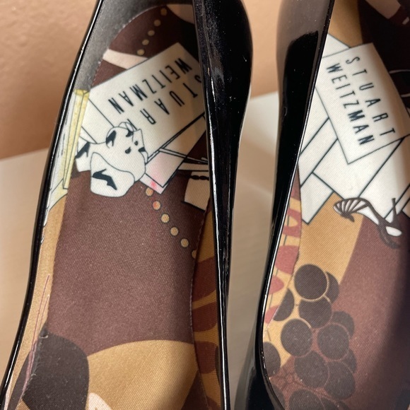 Stuart Weitzman Heels | Patent Leather Black Round Toe Pumps - Picture 4 of 14